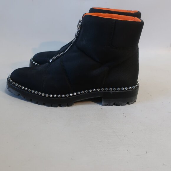 Womens Alexander Wang Cooper Black Orange Quilted Beaded Trim Bootie 39 US/8.5 - Picture 6 of 16